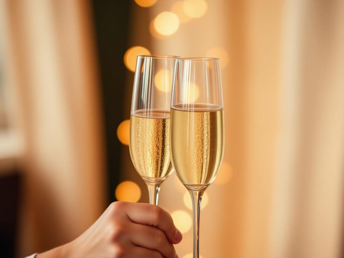 Dvě sklenky Champagne s bublinkami při přípitku